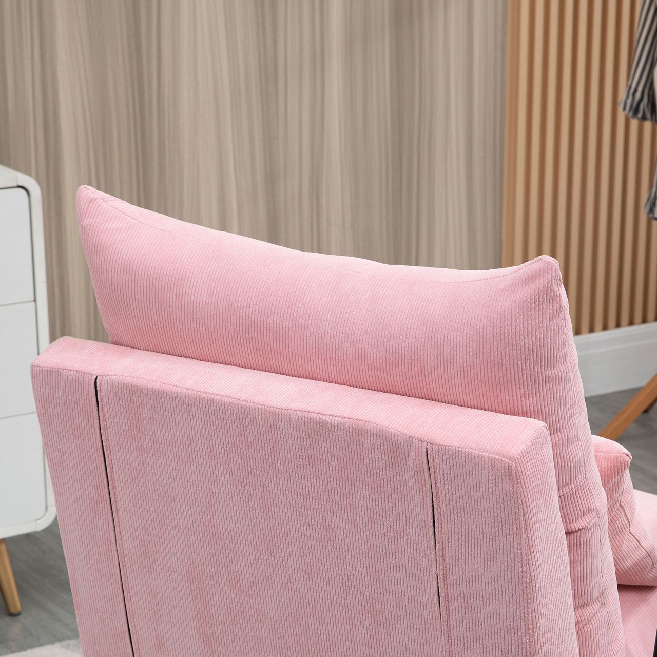 HOMCOM Ohrensessel mit Hocker, Relaxsessel mit neigbarer Rückenlehne, Rosa