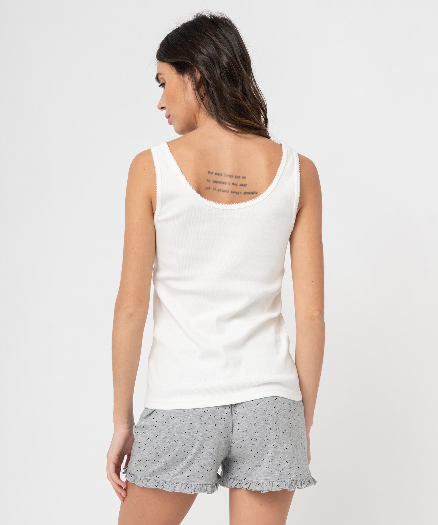 Débardeur lingerie en maille ctelée femme ecru | GEMO