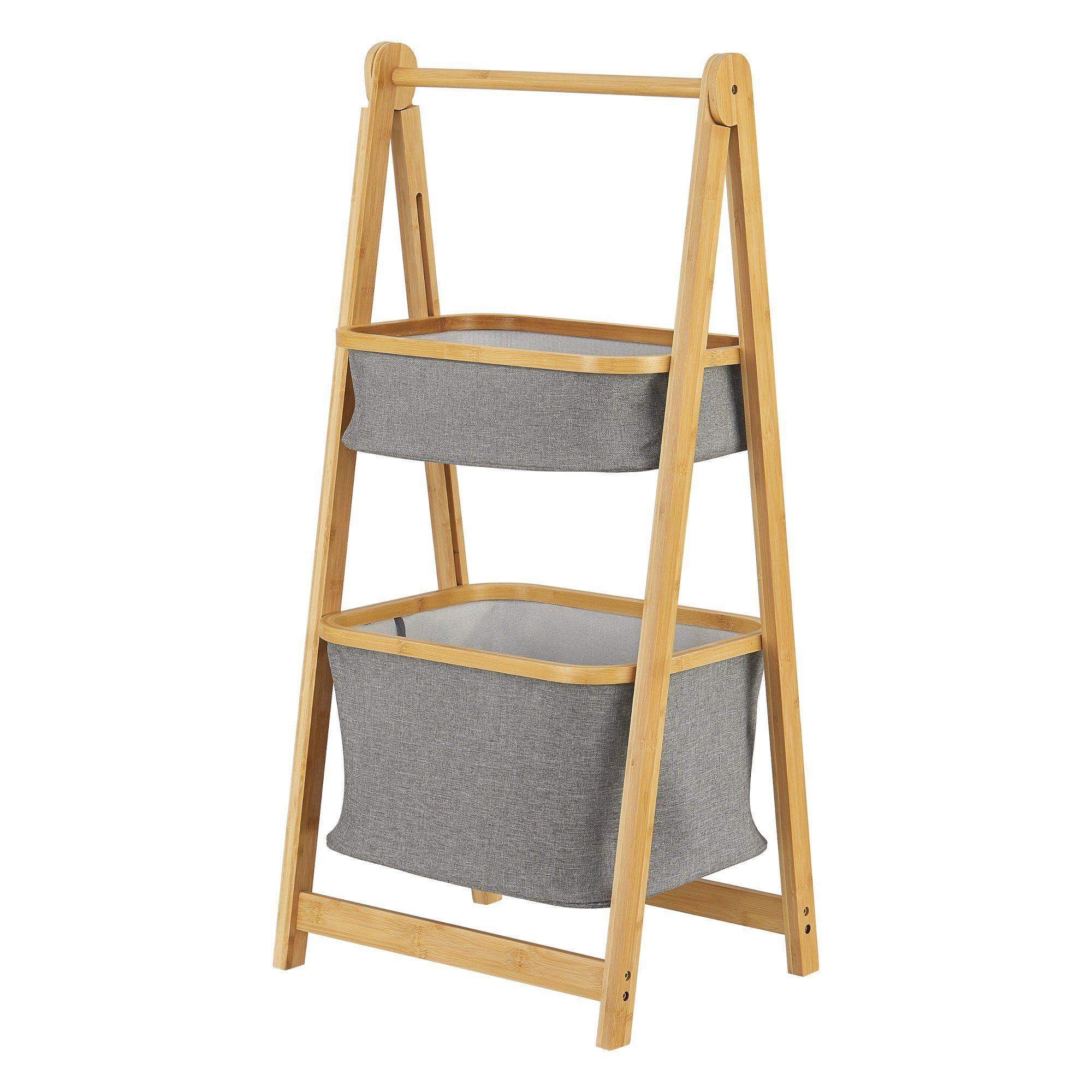 en.casa Leiterregal, Värnamo Bambusregal 97x45x36 cm Natur/Grau