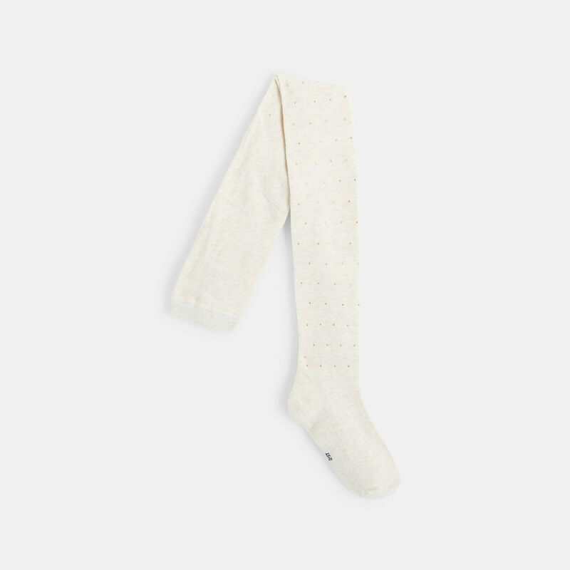 Collants chauds à petits pois beige fille