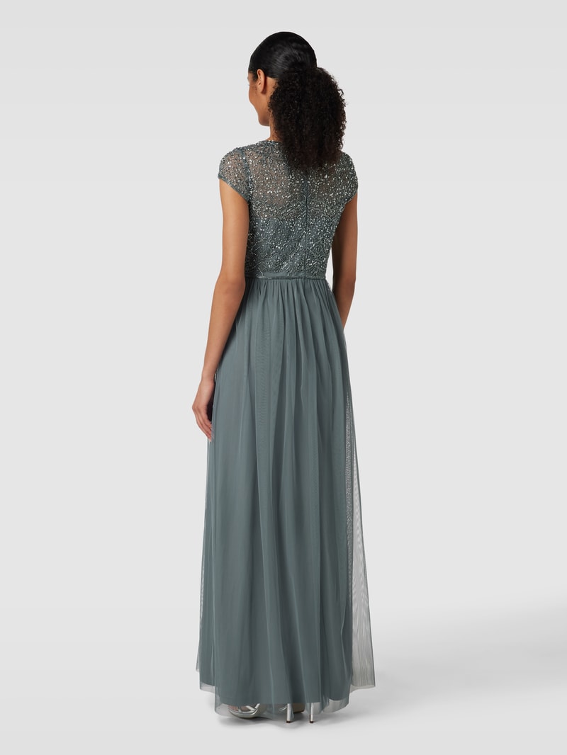 Abendkleid mit Ziersteinbesatz in bottle