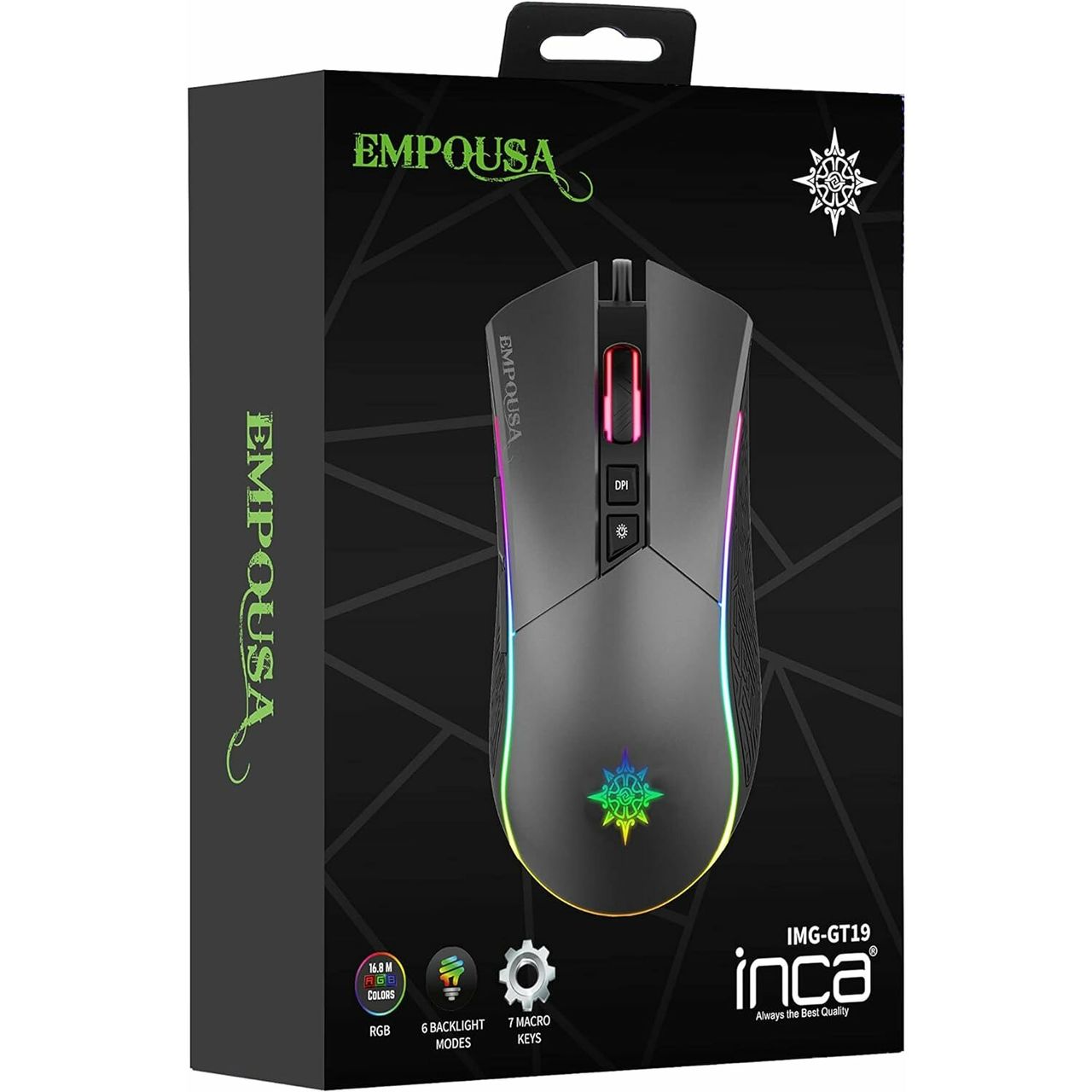 Inca IMG-GT19 RGB 7D Makro-Tasten Profiosonelle Gaming-Maus schwarz