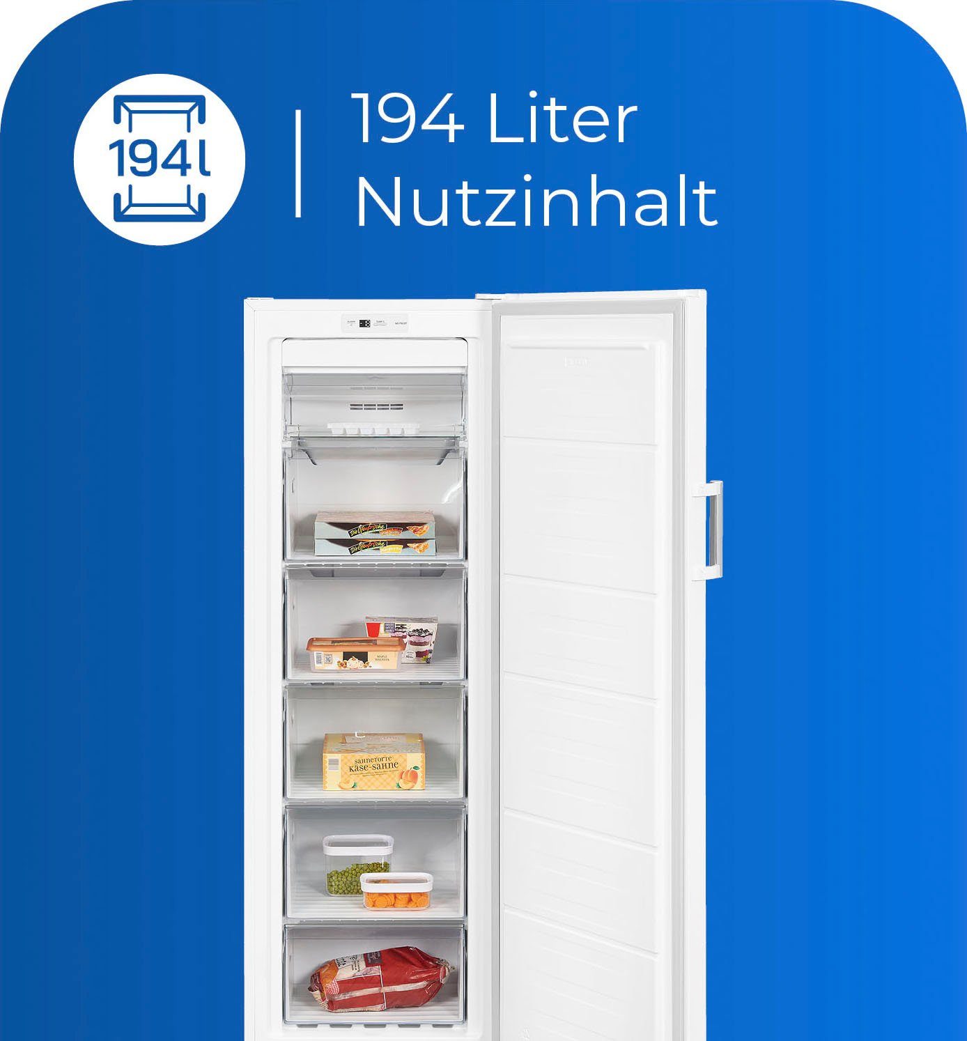 exquisit Gefrierschrank GS271-NF-H-010E weiss, 169,1 cm hoch, 55,9 cm breit