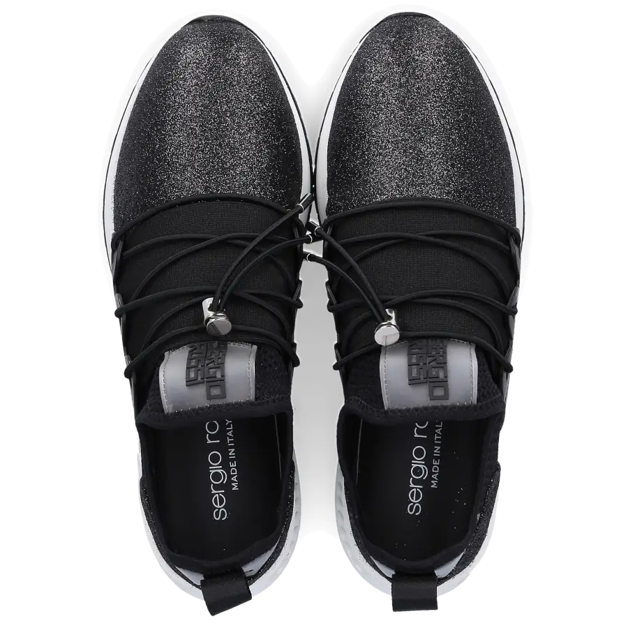 Sergio Rossi - Slip Ons SR1 RUNNING 010 Glitter Logo schwarz - schwarz