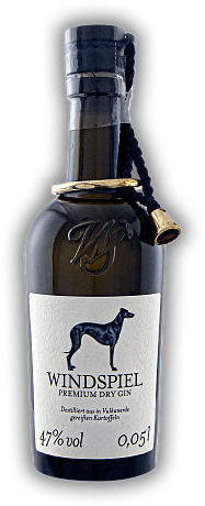 Windspiel Premium Dry Gin 0,05 Liter Windspiel Premium Dry Gin 0,05 Liter Destilliert aus in Vulkanerde gereiften Kartoffeln. 0,05	 Liter - Vol 47,0%