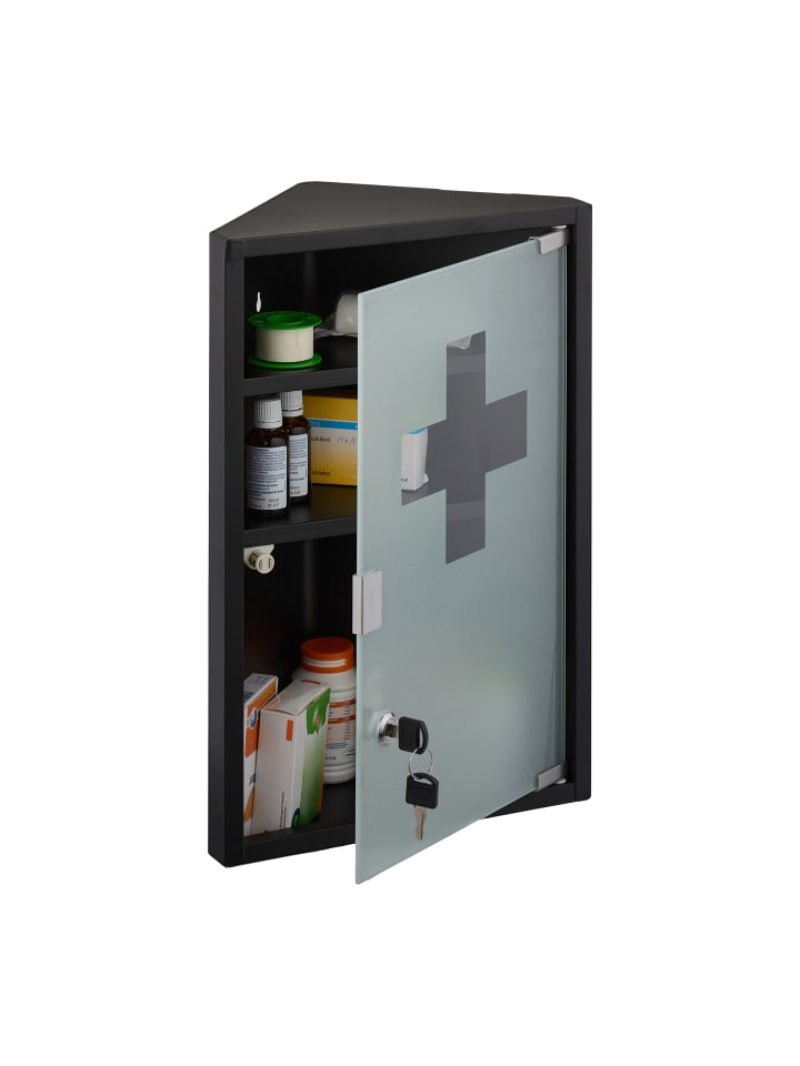 relaxdays Medizinschrank in Schwarz - (B)30 x (H)45 x (T)17,5 cm günstig kaufen onesize