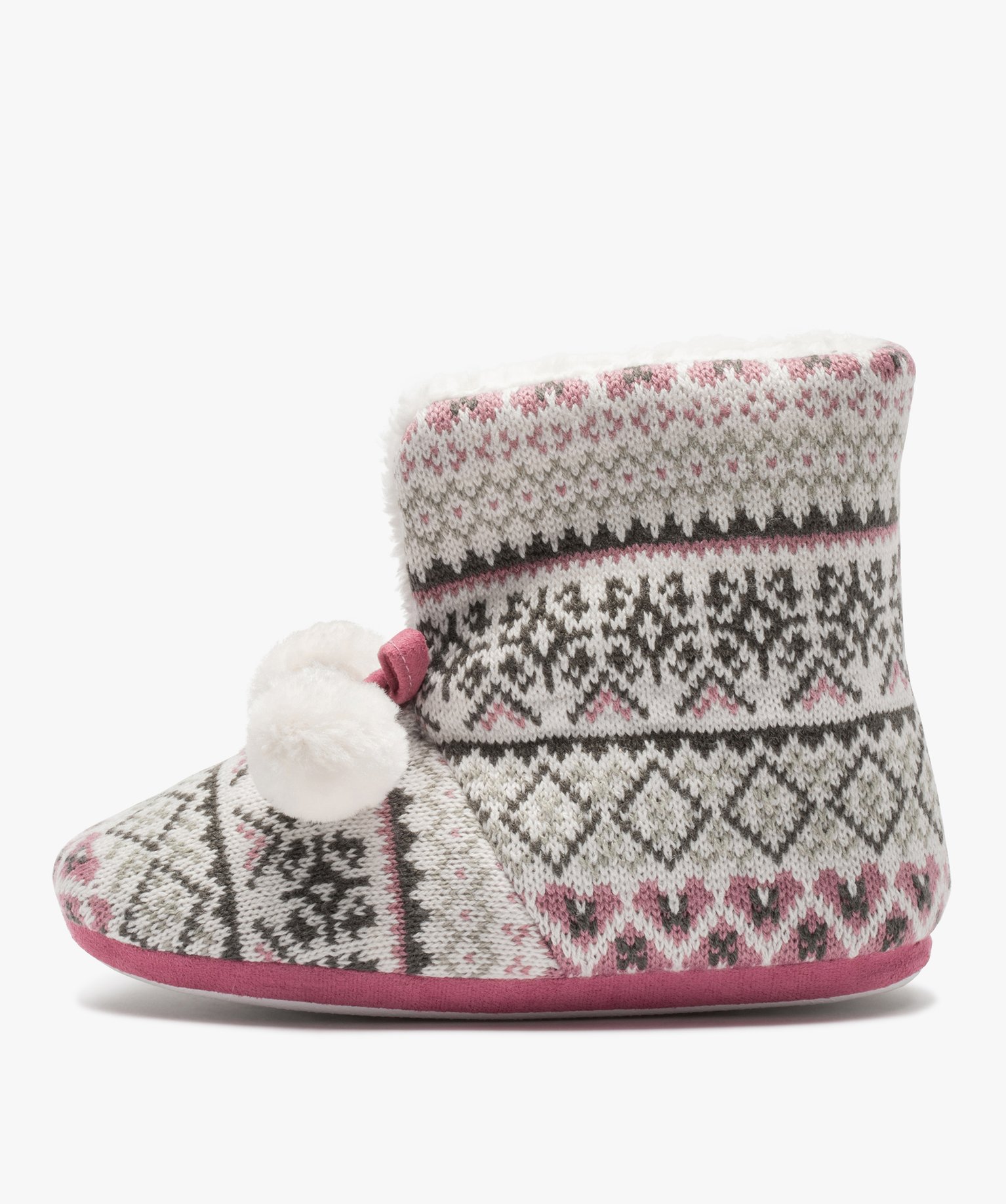 Chaussons femme boots en maille jacquard multicolore multicolore | GEMO