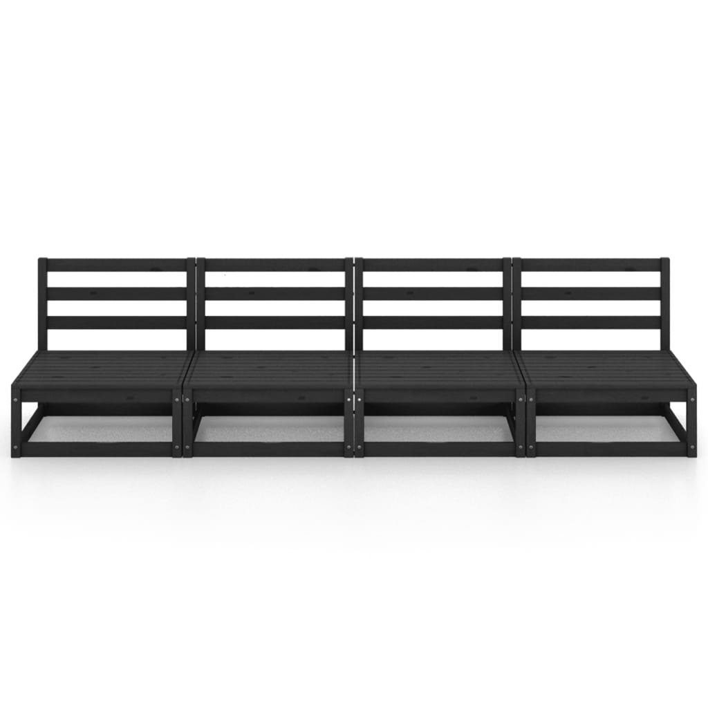 vidaXL Loungesofa Outdoor-Sofa 4-Sitzer Schwarz Massivholz Kiefer, 1 Teile