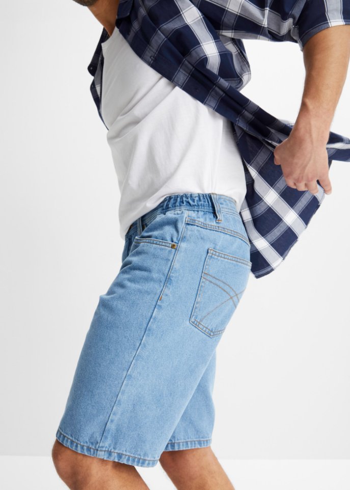 Jeans-Bermuda mit seitlichem Dehnbund, Classic Fit