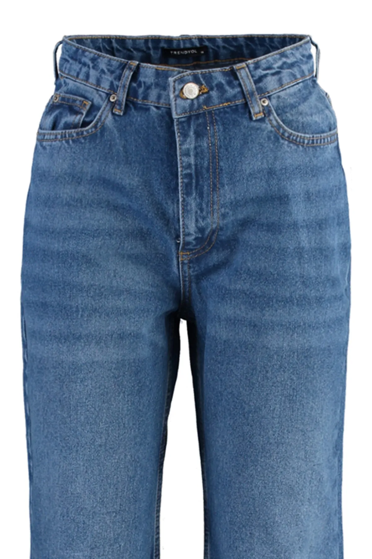 Trendyol Collection  Blaue, nachhaltigere Jeans mit hoher Taille und weitem Bein im 90er-Stil TWOAW23JE00368