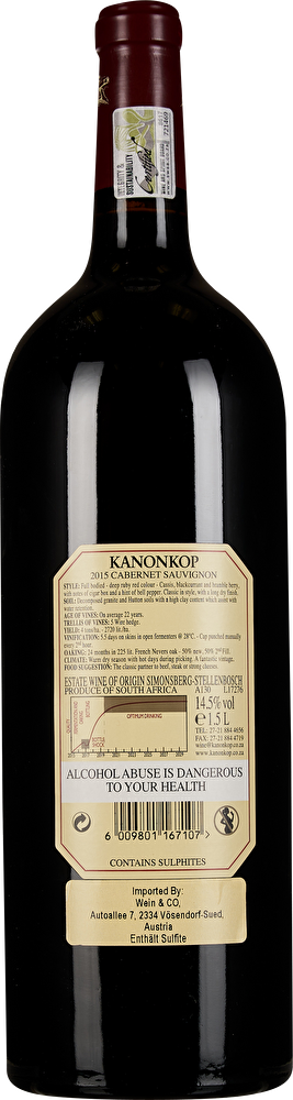 Kanonkop Cabernet Sauvignon Stellenbosch Magnum 2015 im Geschenkkarton