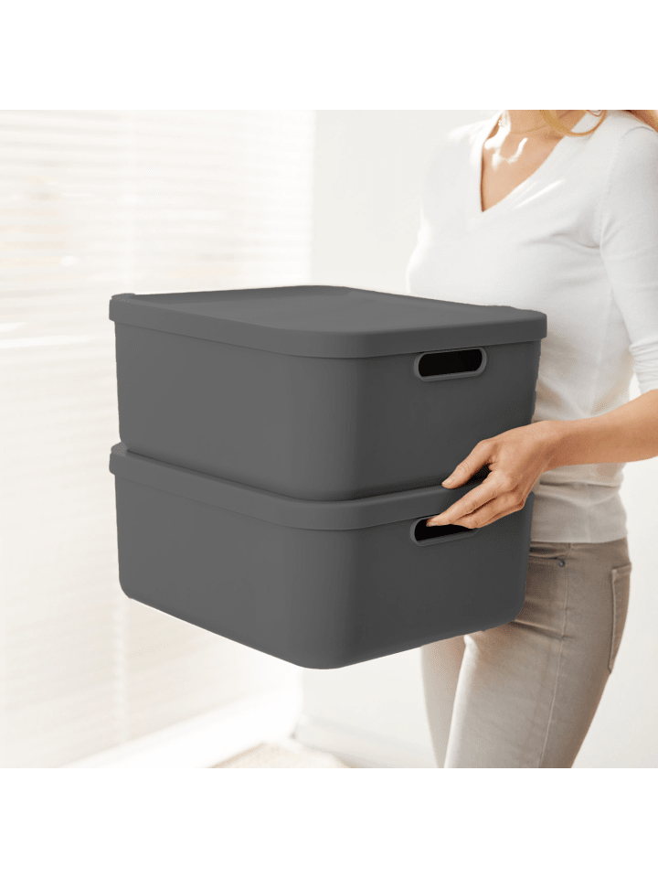 Rotho Albula Light 2er-Set Aufbewahrungskiste 20l in Anthrazit günstig kaufen onesize