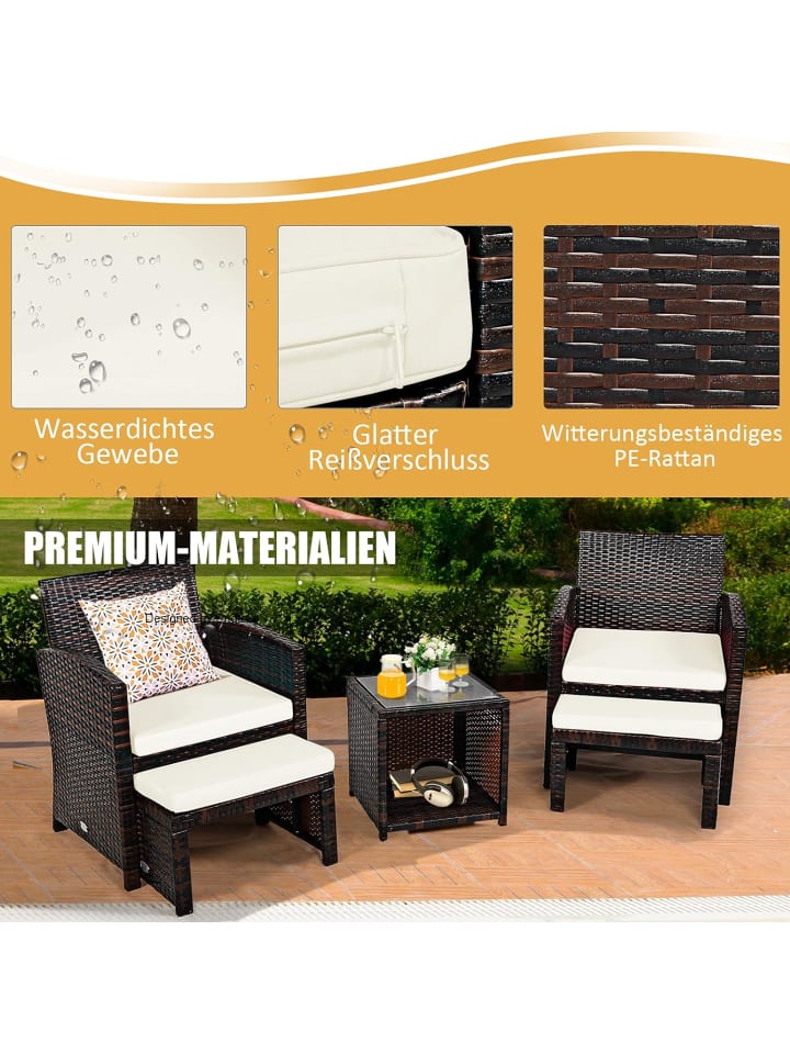 COSTWAY Gartenmöbel 5er Set in Beige günstig kaufen onesize