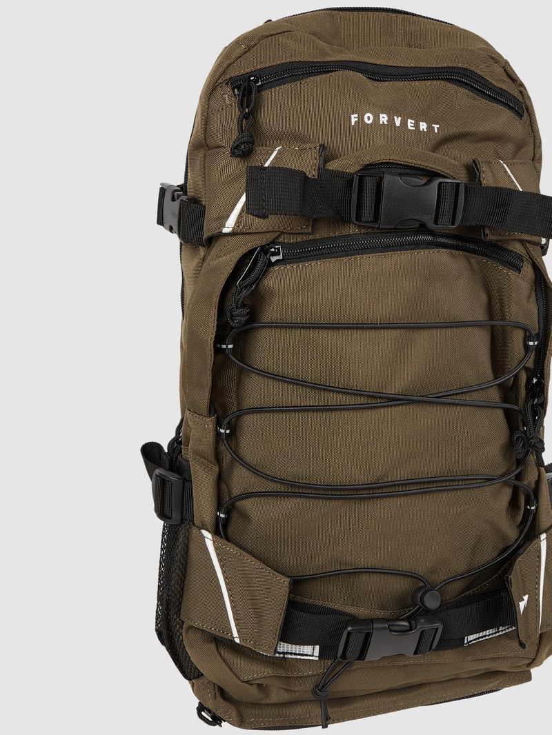 Rucksack mit Label-Details Modell 'LOUIS' in olivgrün