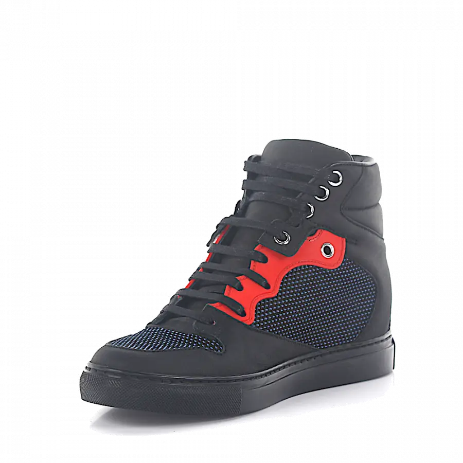 Balenciaga - Sneaker Mid Top Leder schwarz Mesh blau - schwarz