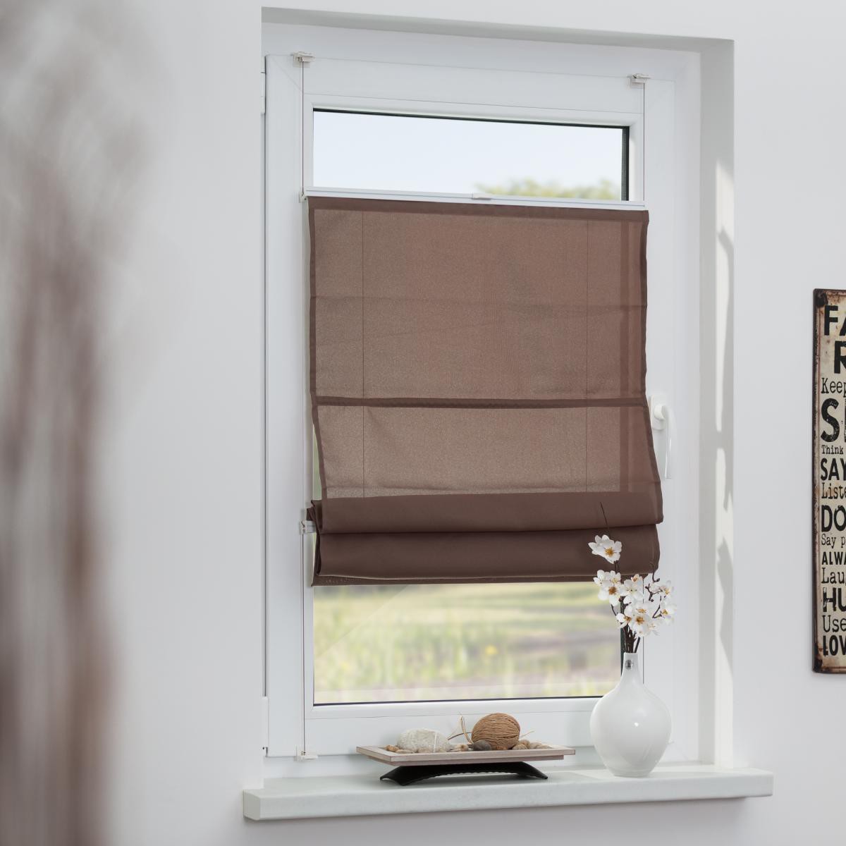 Lichtblick Raffrollo Klemmfix TOP, ohne Bohren, verspannt Mocca, 100 cm x 130 cm (B x L)