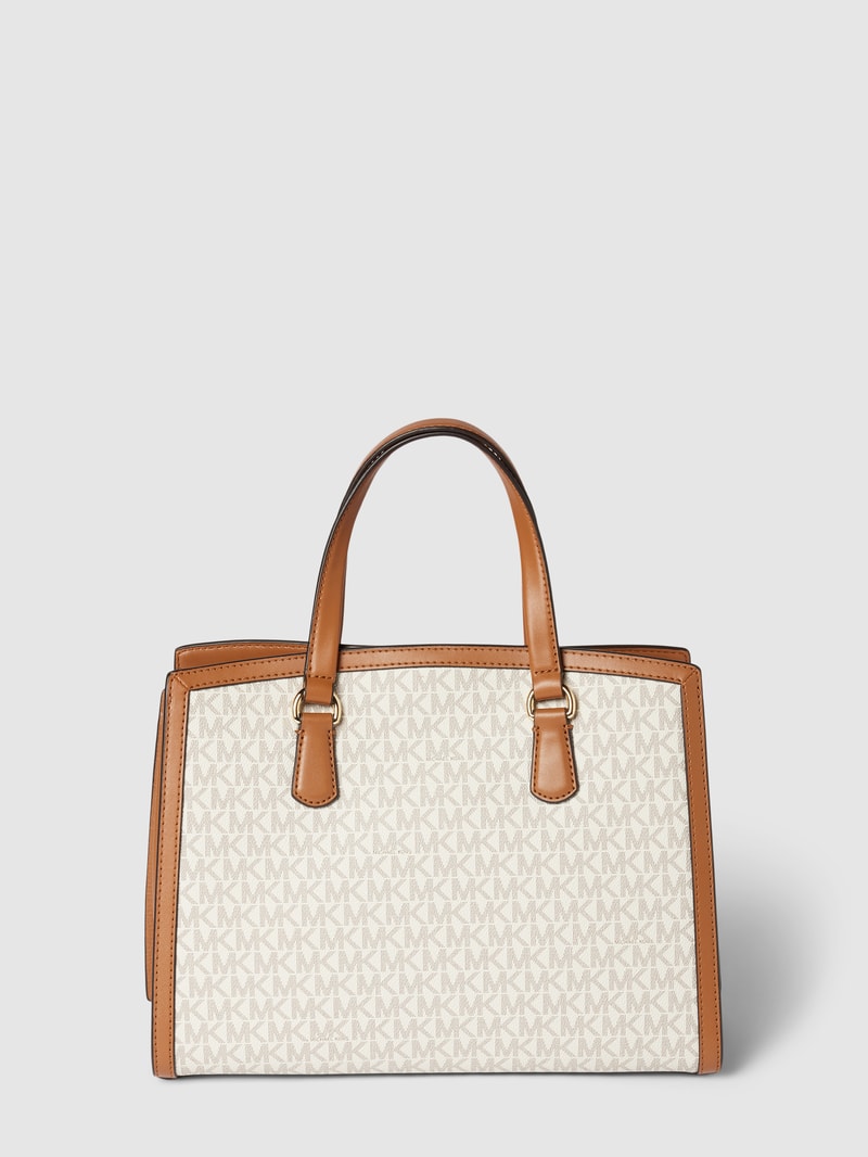 Handtasche in Two-Tone-Machart Modell 'CHANTAL' in ecru
