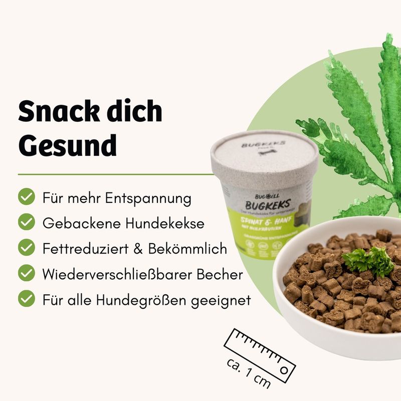 BugBell BugKeks Adult Insekten, Spinat und Hanf