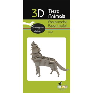 3D-Modell, Wolf, Spezialkarton, gelasert