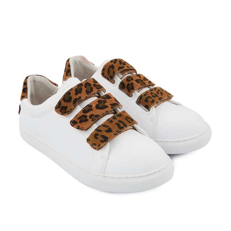 Baskets en cuir Edith blanc/leopard