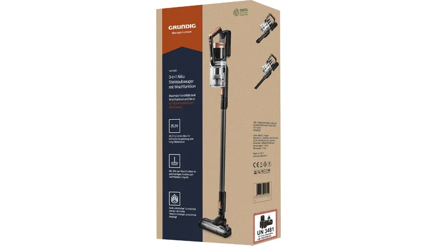 GRUNDIG Akku Stielstaubsauger 3-in-1 Mop Funktion