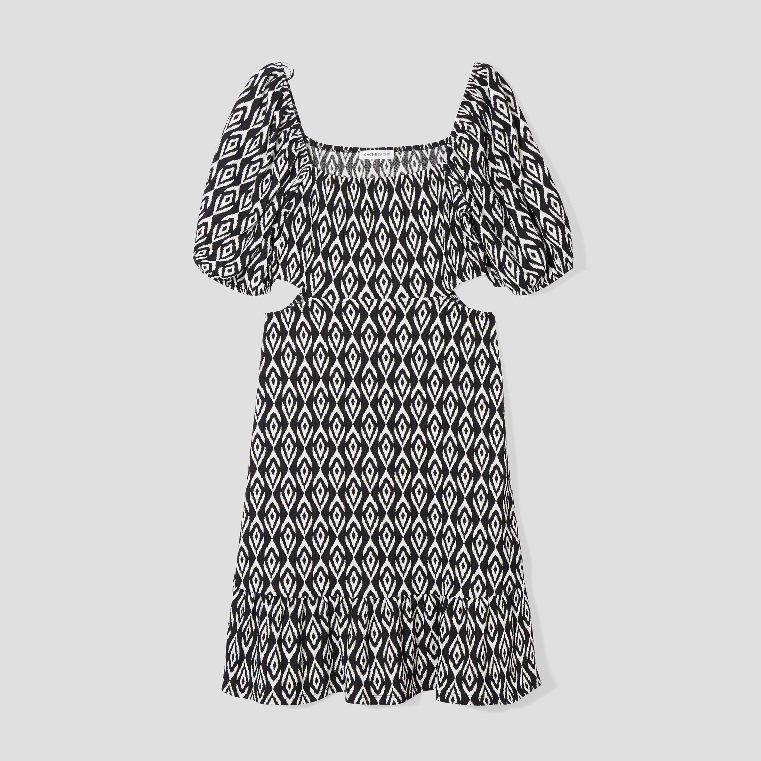 Robe évasée avec ouvertures noir femme | Cache Cache