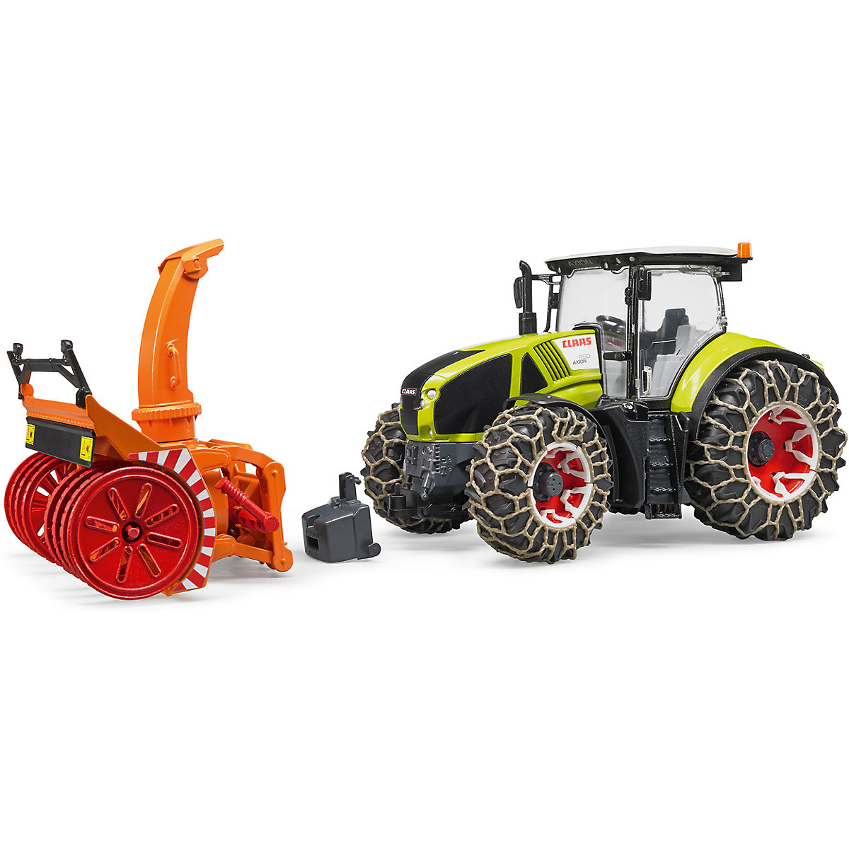 Claas Axion 950 mit Schneeketten und Schneefräse 1:16