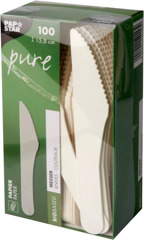 Papstar Messer Pure Papier 158 mm Weiß 100 Stück
