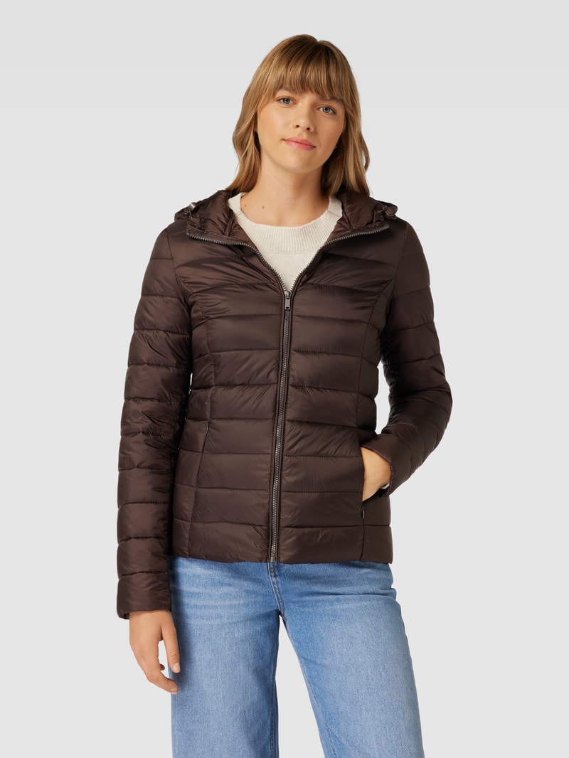 Steppjacke mit Kapuze in schokobraun