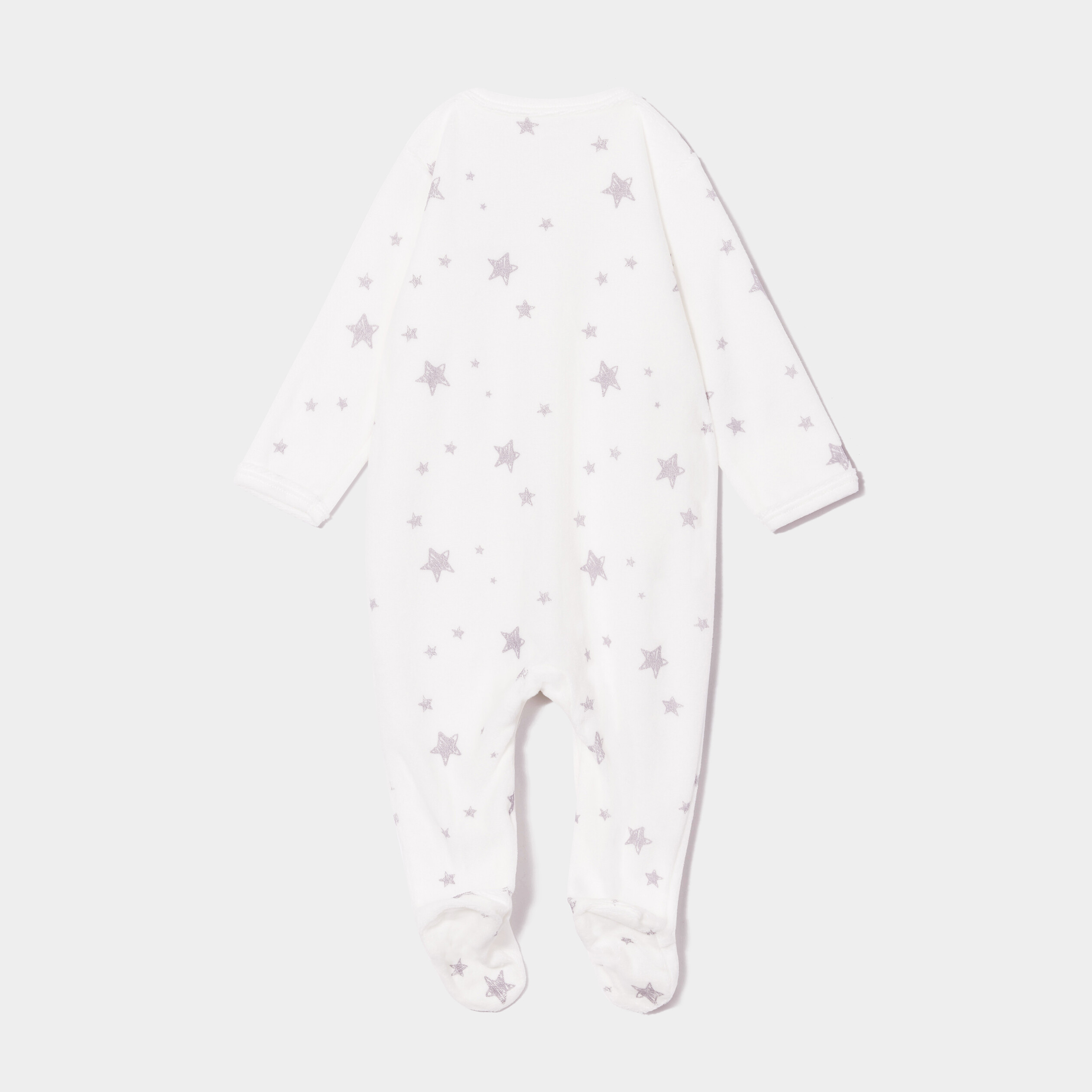 Dors-bien velours manches longues ecru bébé garçon | La Halle