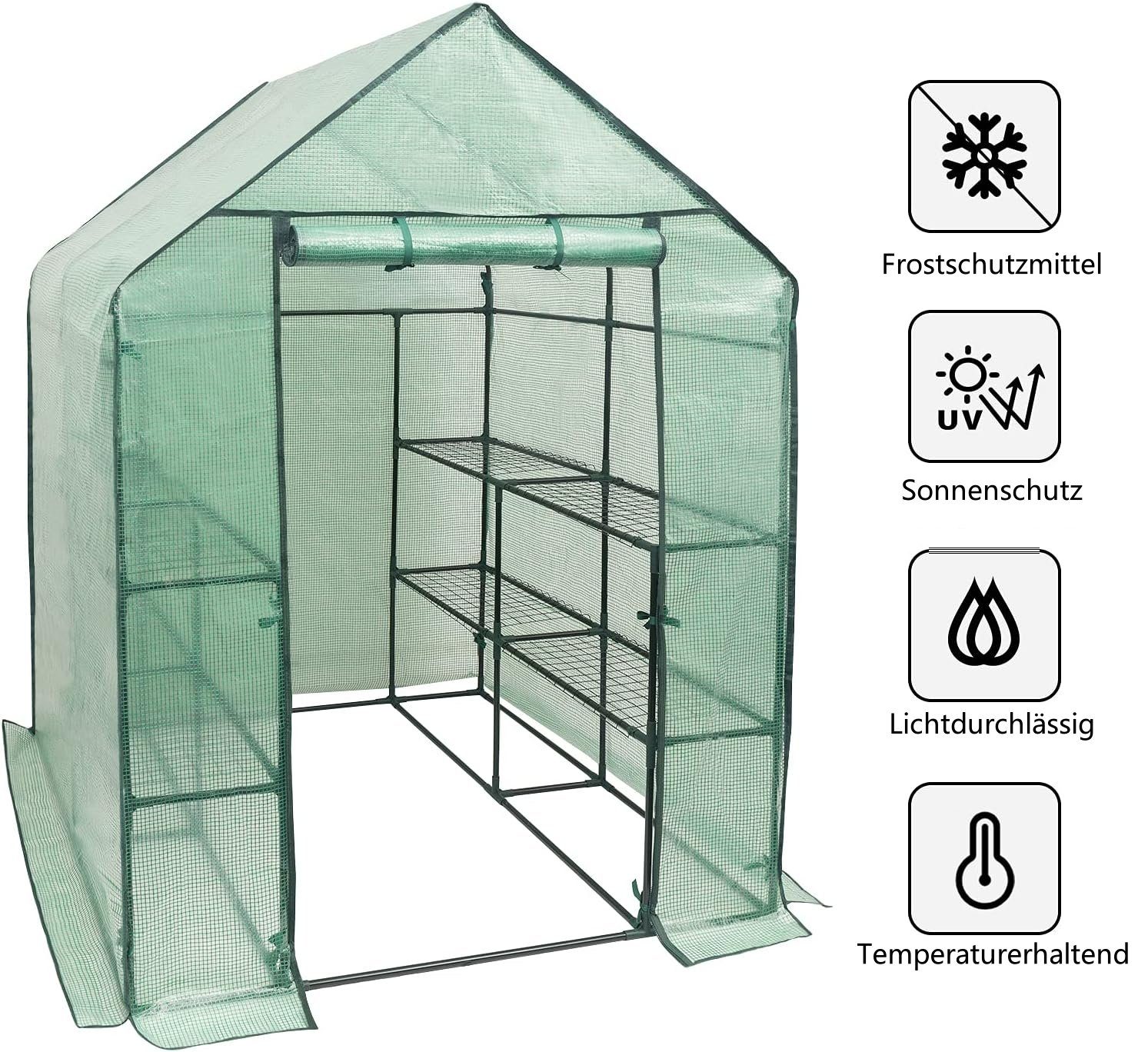 Woltu Gewächshaus, PE halbtransparent wasserdicht wetterfest 130 g/m²