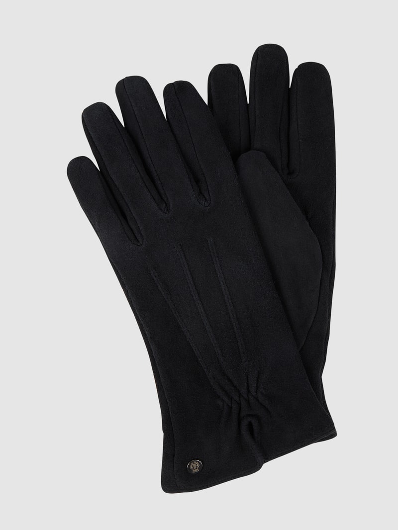 Handschuhe aus Veloursleder in schwarz