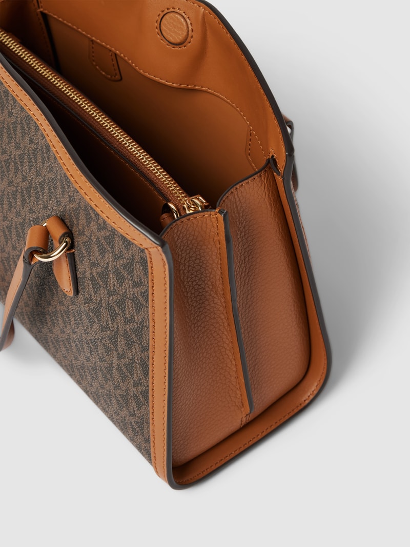 Handtasche mit Allover-Logo Modell 'CHANTAL' in mittelbraun