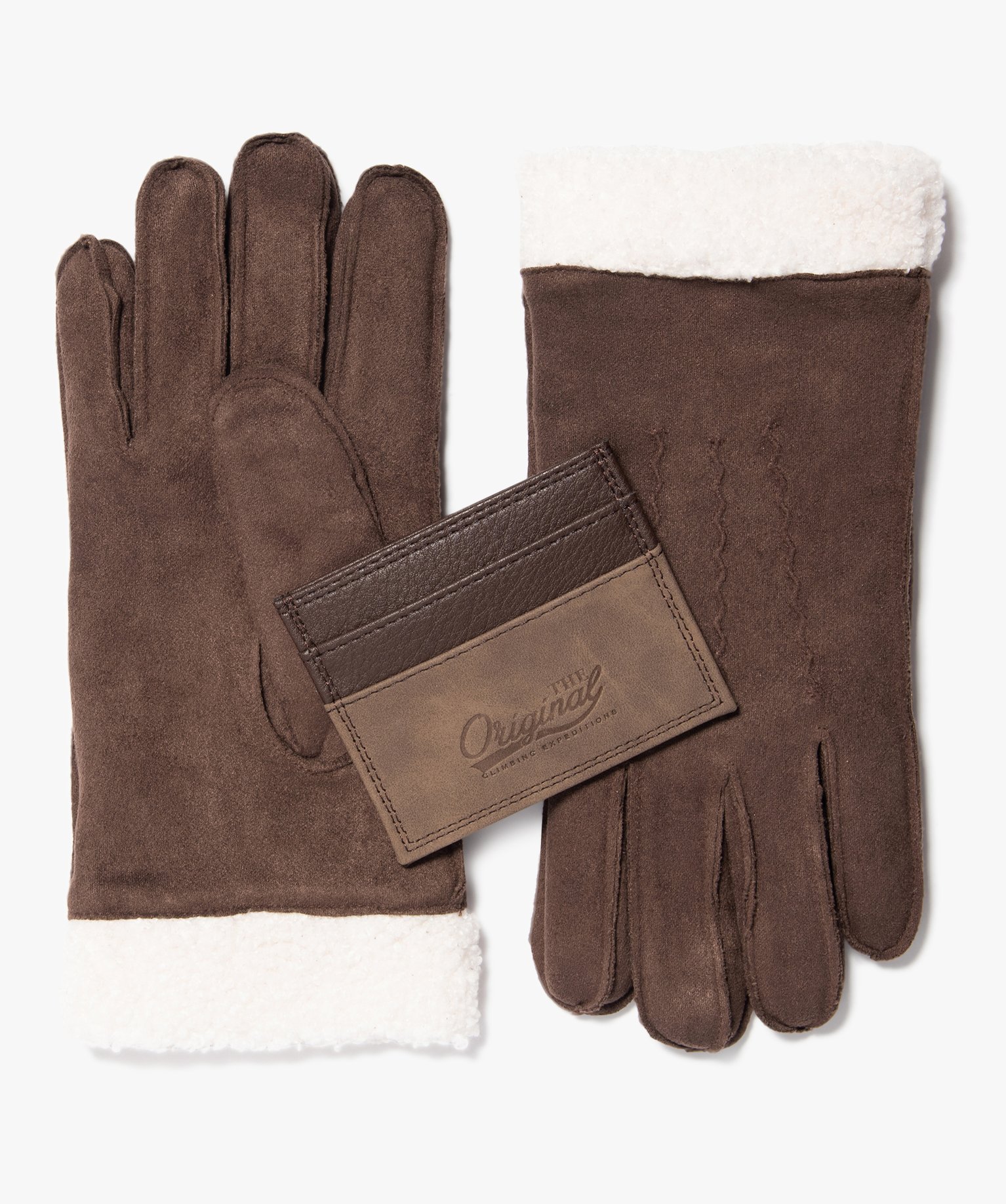 Coffret cadeau homme avec gants et porte-cartes marron | GEMO