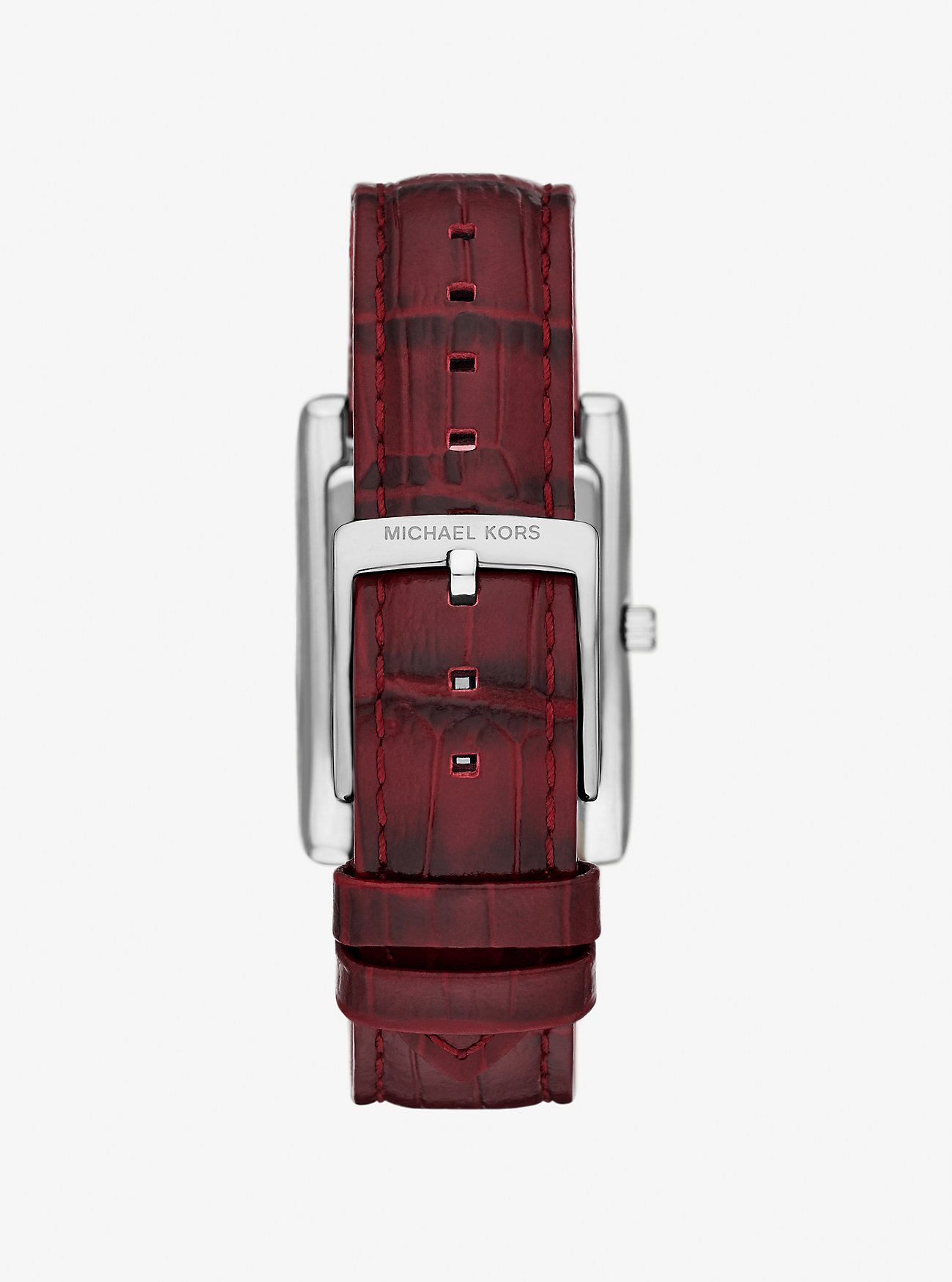 Zegarek Essex w kolorze srebrnym z tłoczoną skórą krokodyla – OXBLOOD