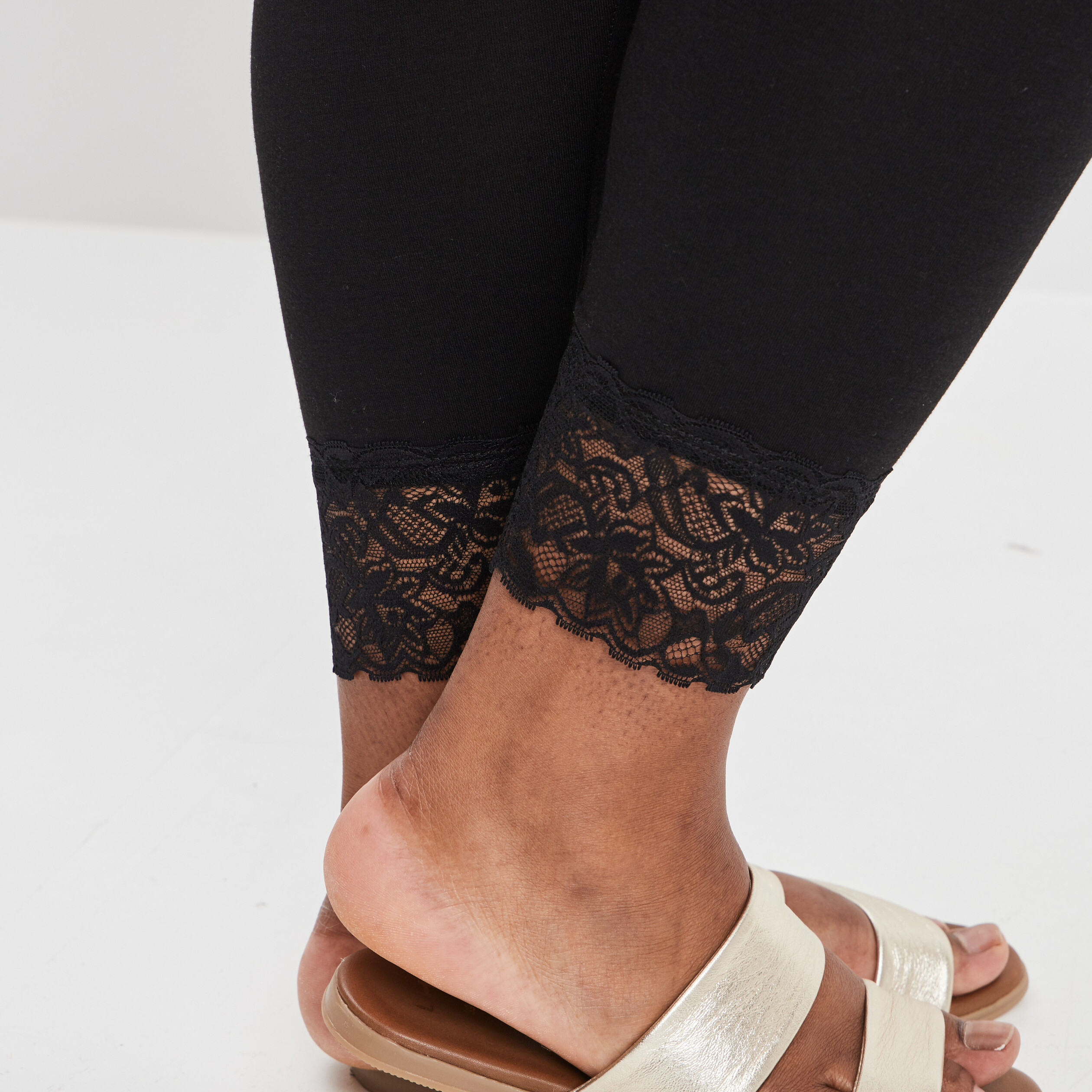 Leggings avec dentelle noir femme grande taille | La Halle