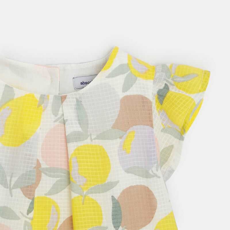 Robe sans manches bébé fille en coton jaune Absorba