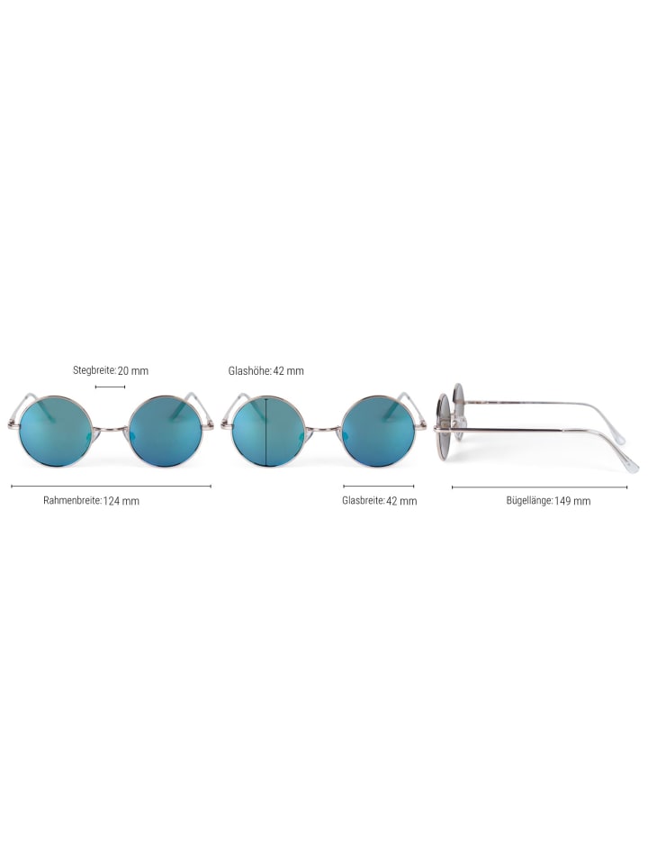 styleBREAKER Sonnenbrille in Gold / Blau verspiegelt günstig kaufen onesize