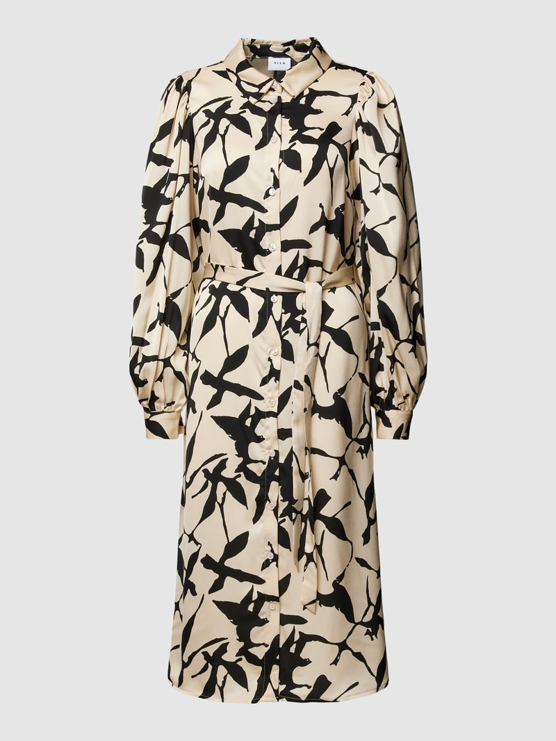 Hemdblusenkleid mit Allover-Print Modell 'ASTRID' in black