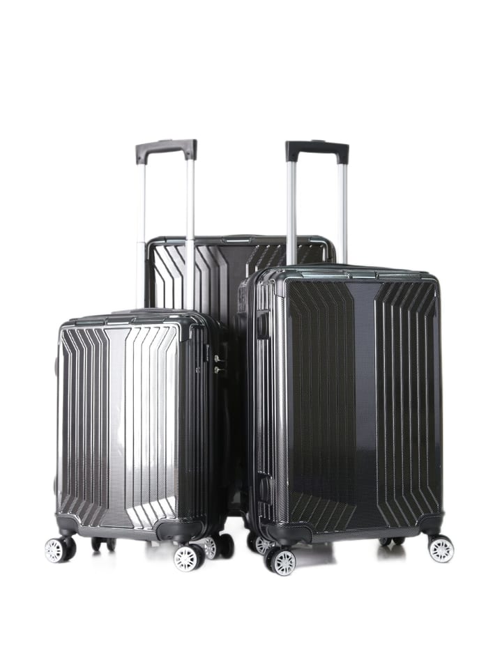 Cheffinger Koffer 3 tlg Trolley Set Kofferset Gepäck Polycarbonat in Schwarz günstig kaufen onesize