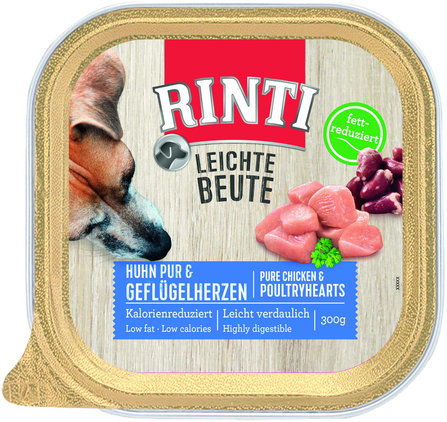 RINTI Hundenassfutter RINTI Leichte Beute 9x300g Huhn pur mit ganzen Geflügelherzen