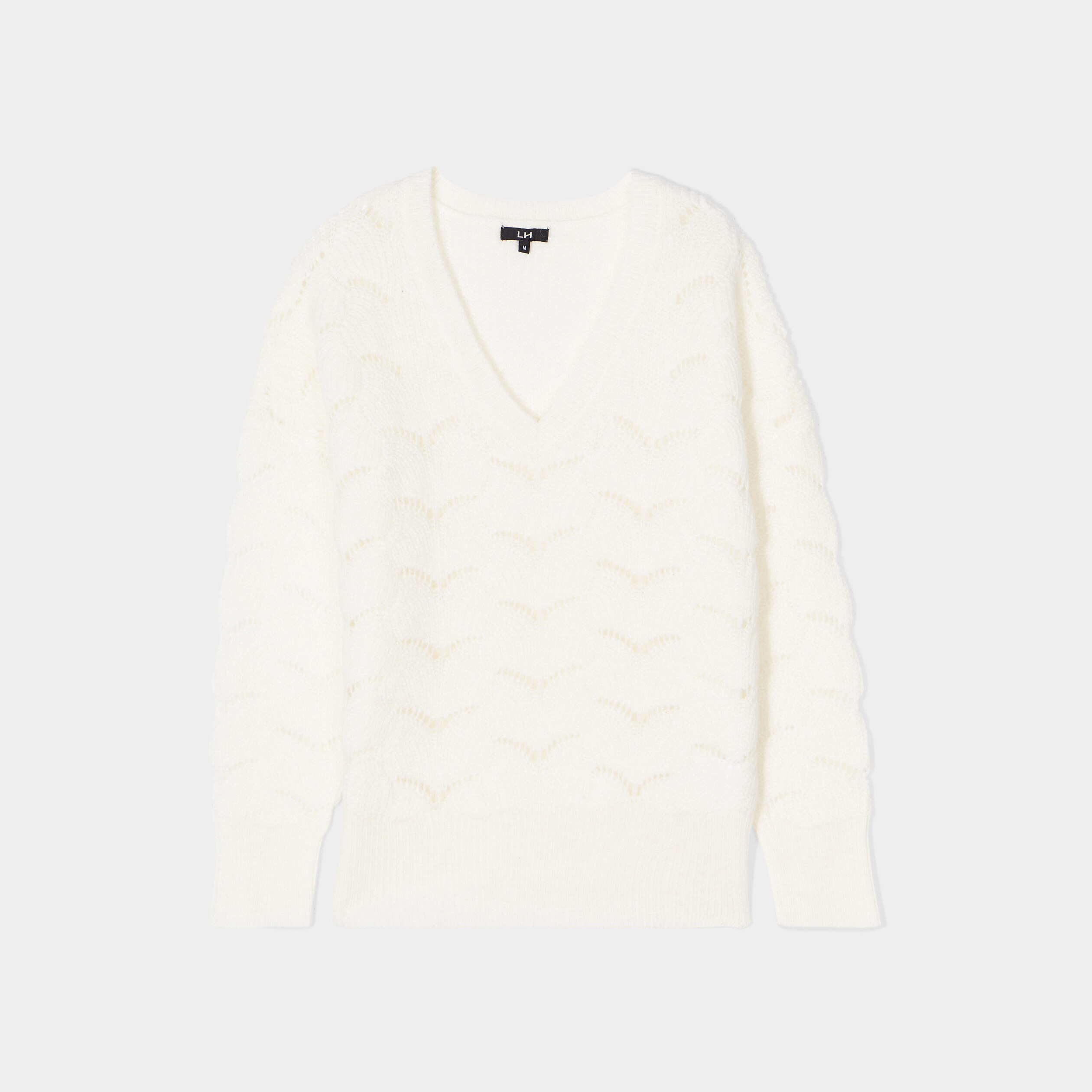 Pull ajouré devant col en V sable femme | La Halle