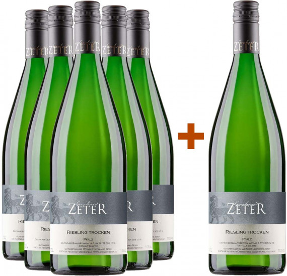 5+1 Paket Riesling trocken 1,0 L - Weingut Leonhard Zeter