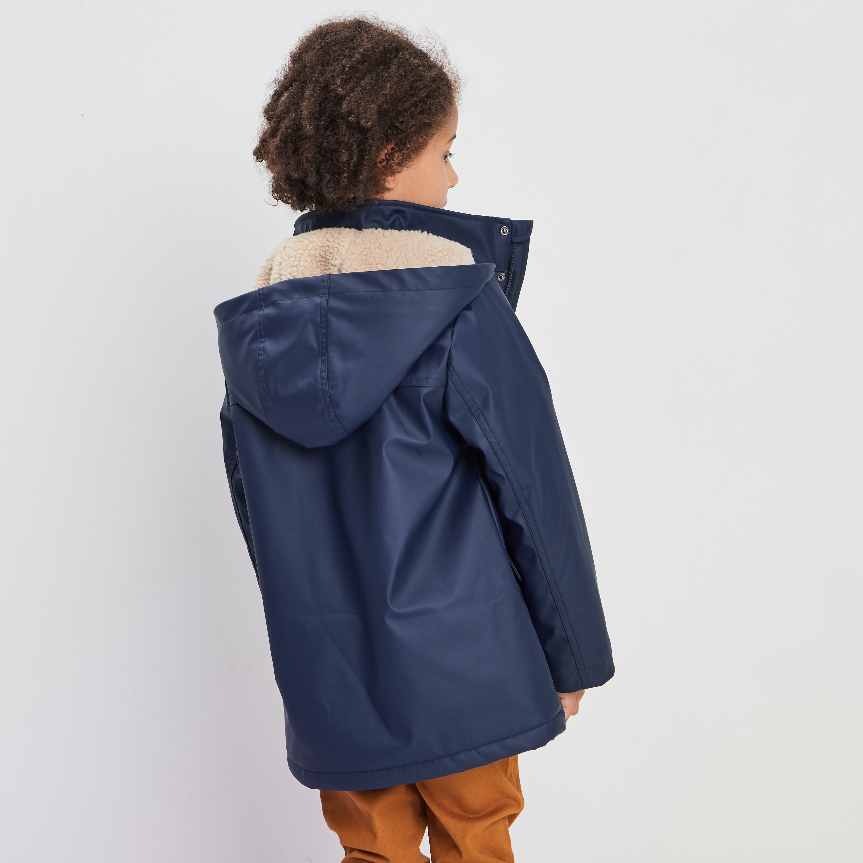 Parka droite à capuche bleu marine garçon | La Halle