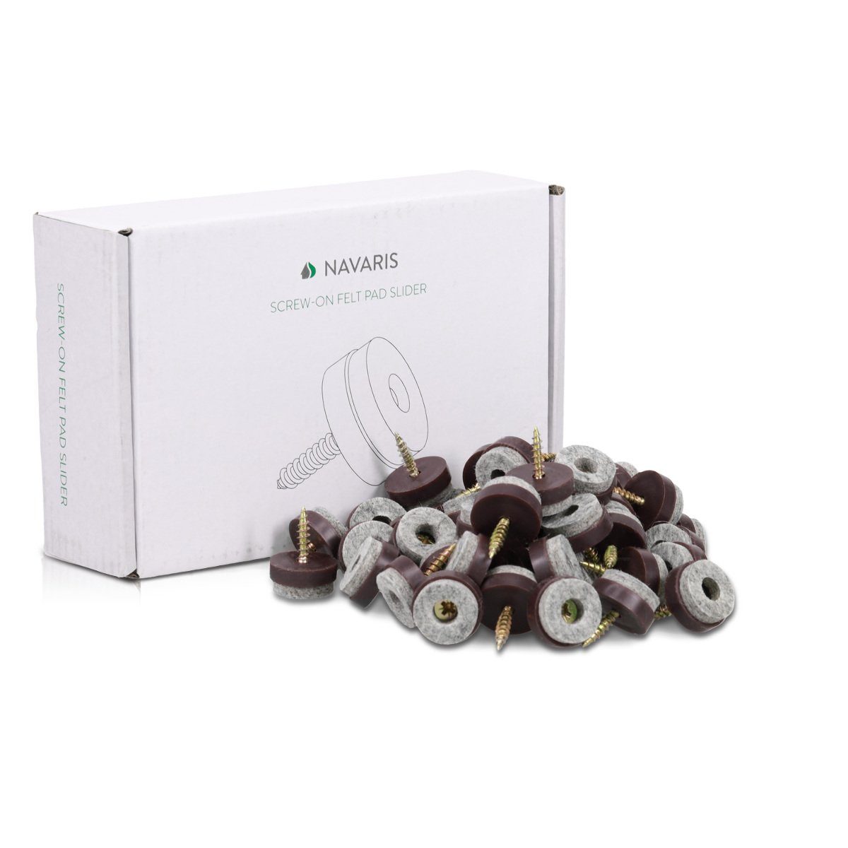 Navaris Möbelfuß 50x Filzgleiter mit Schraube, Bodenschutz für Möbel, rund, 20 mm, (50-St)