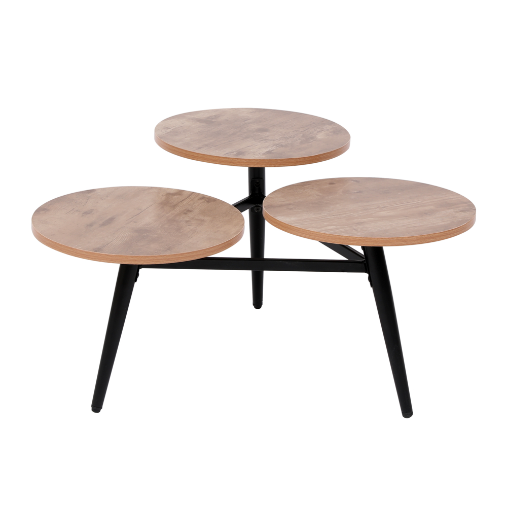 Happy Home Couchtisch 3tlg. Satztisch Beistelltisch aus Metall HWT49-HOL Holz schwarz