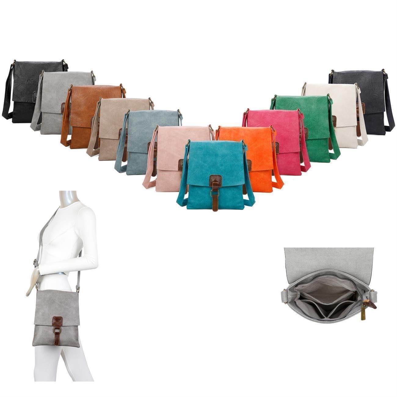 ITALYSHOP24 Schultertasche Damen Tasche Shopper Messenger CrossOver Tablet, als Umhängetasche, Handtasche, Bodybag tragbar