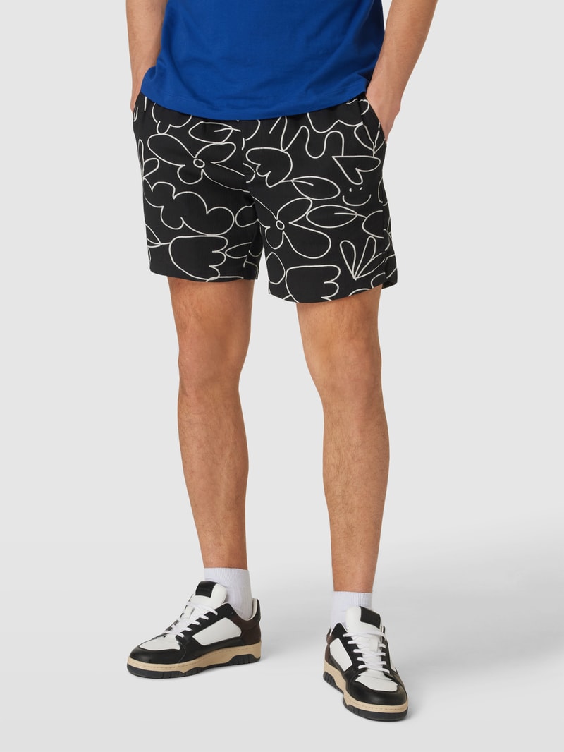 Shorts mit Allover-Muster Modell 'Howard' in schwarz
