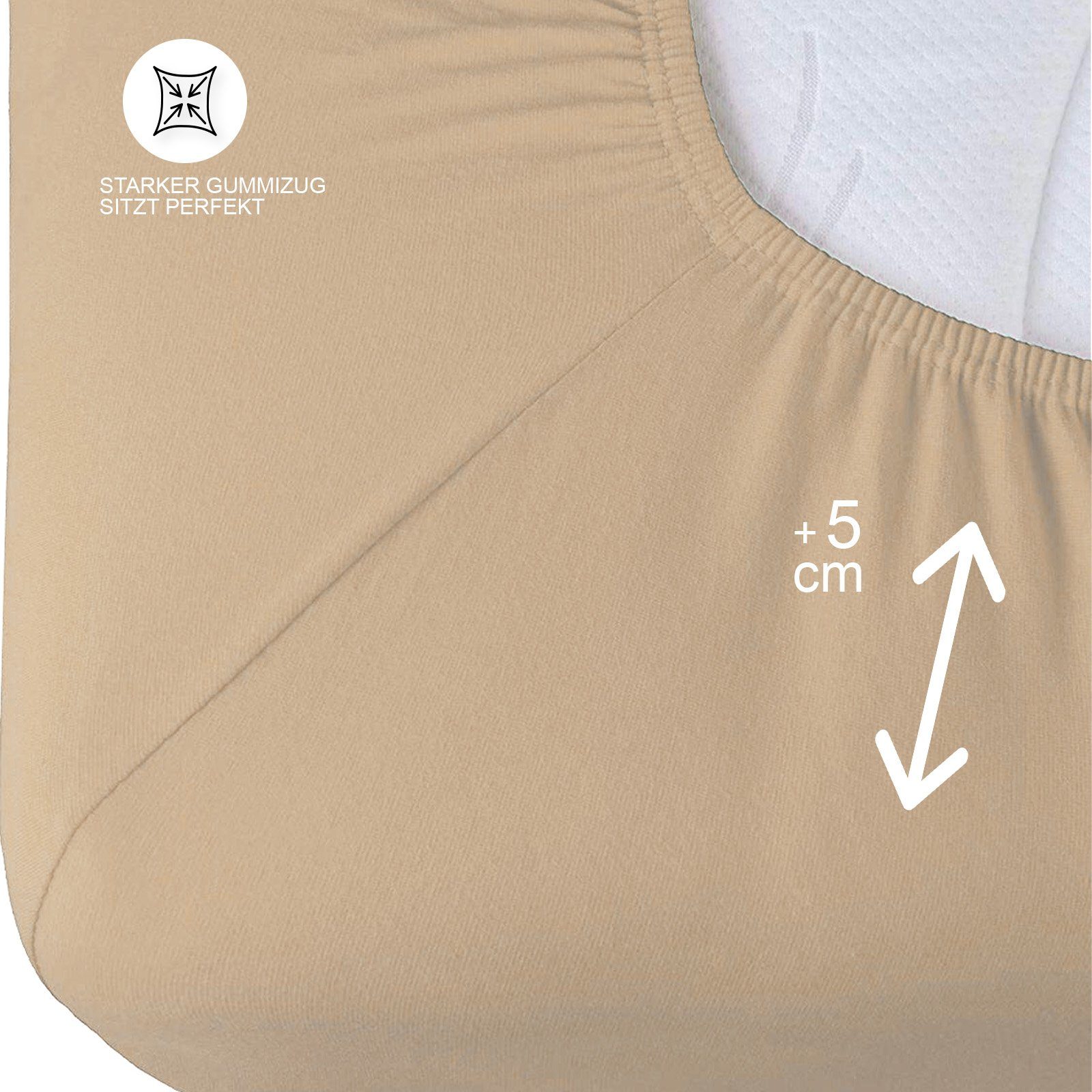 Spannbettlaken StyleHeim, Buymax, Jersey, Gummizug: Rundumgummi, Spannbettlaken Jersey aus 100% Baumwolle, Pflegeleicht und Atmungsaktiv mit Rundumgummi in Verschiedenen Farben und Größen