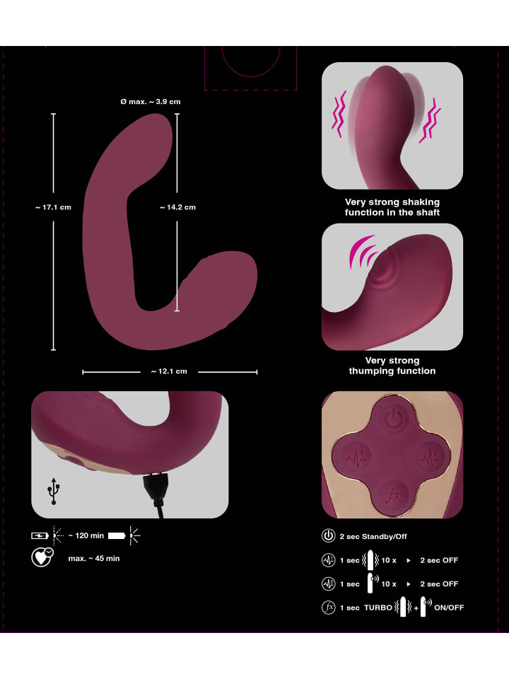 Javida Vibrator Thumping & Shaking Rabbit Vibrator in rot günstig kaufen 17 cm
